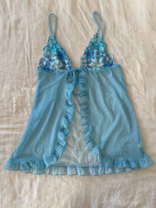 00’s Blue pinstriped tie cami | Size 8-10