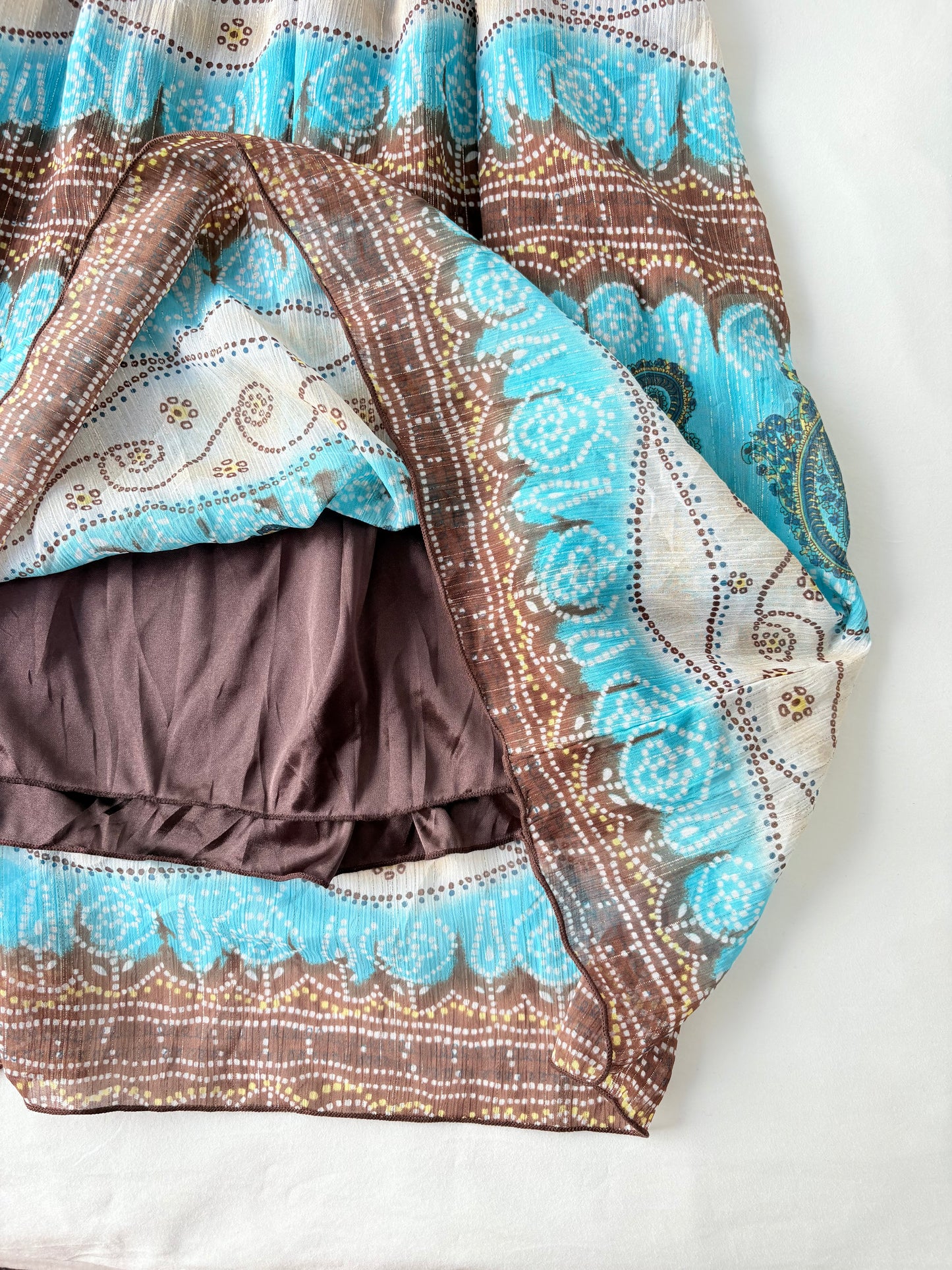 00’s Paisley shirred mini dress | Size 10