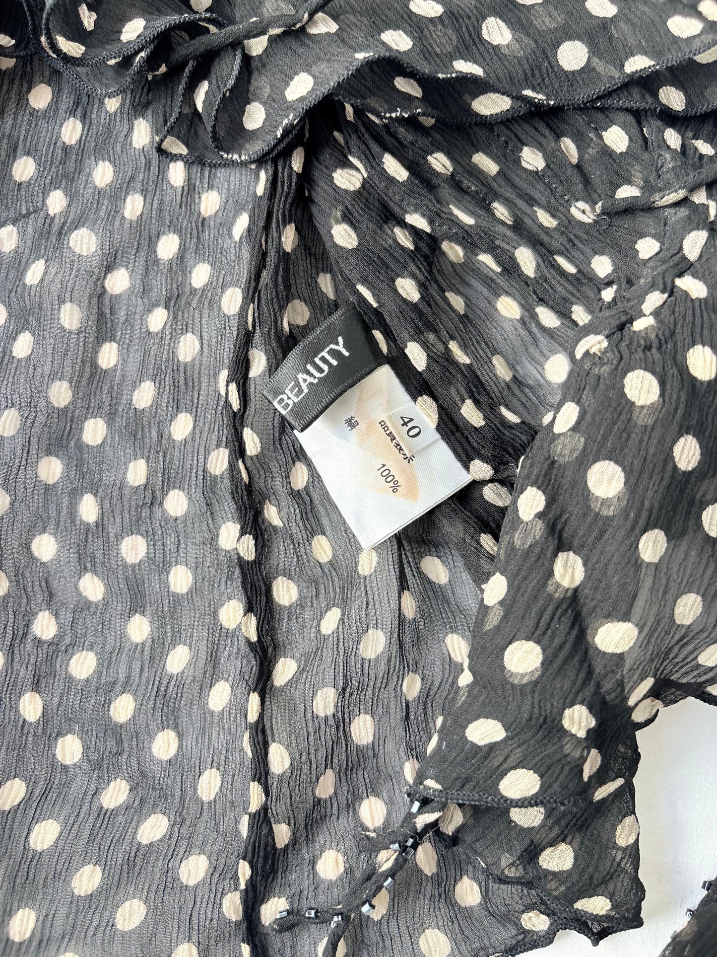 00’s Silk polka dot flared top | Size 10