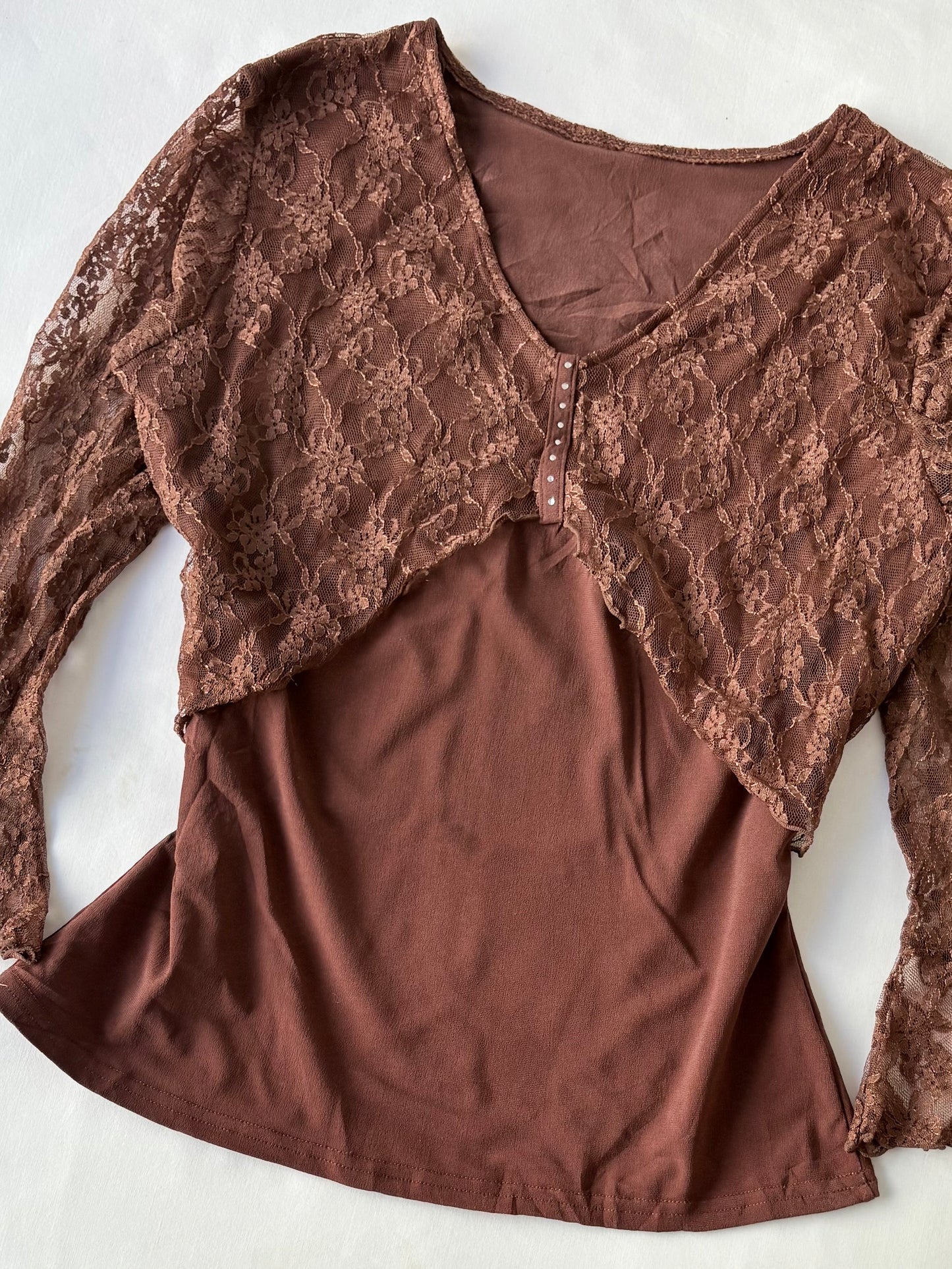 00’s Brown lace Japanese top | Size medium
