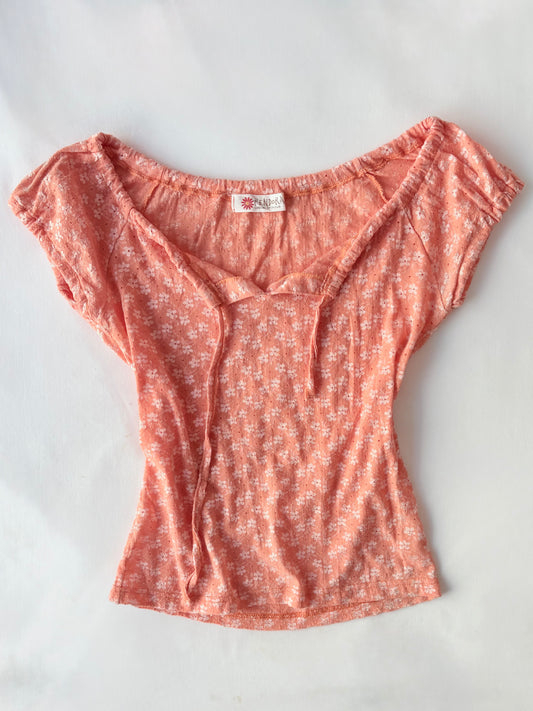 00’s Pendora orange floral top | Size small