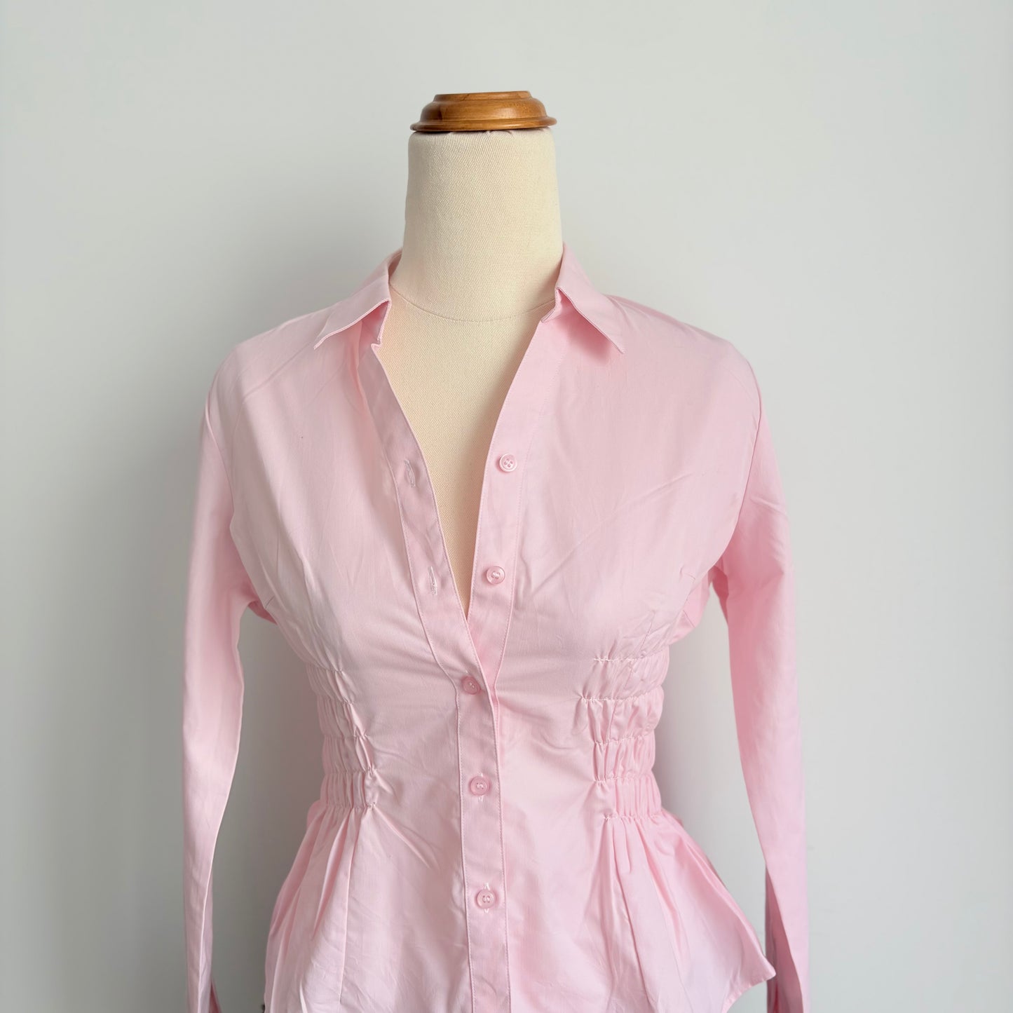 00’s Pink long sleeve cinched shirt | Size 8