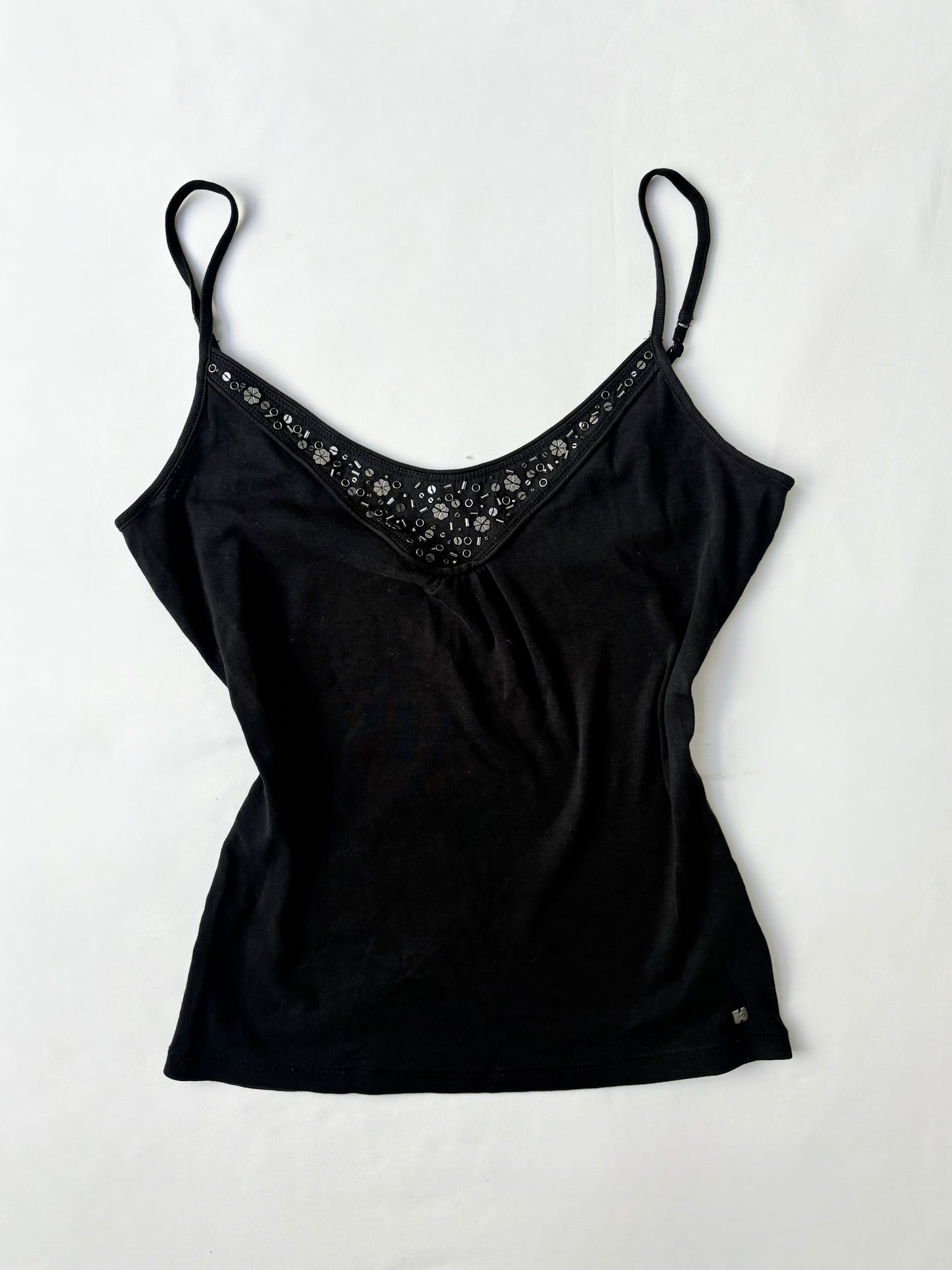 00’s Esprit black beaded tank | Size large
