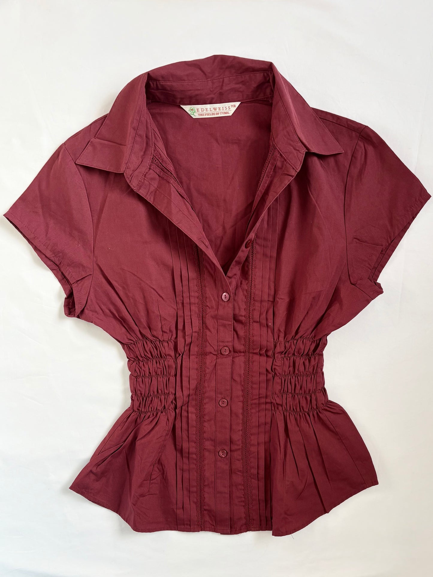 00’s Maroon cinched shirt | Size 10