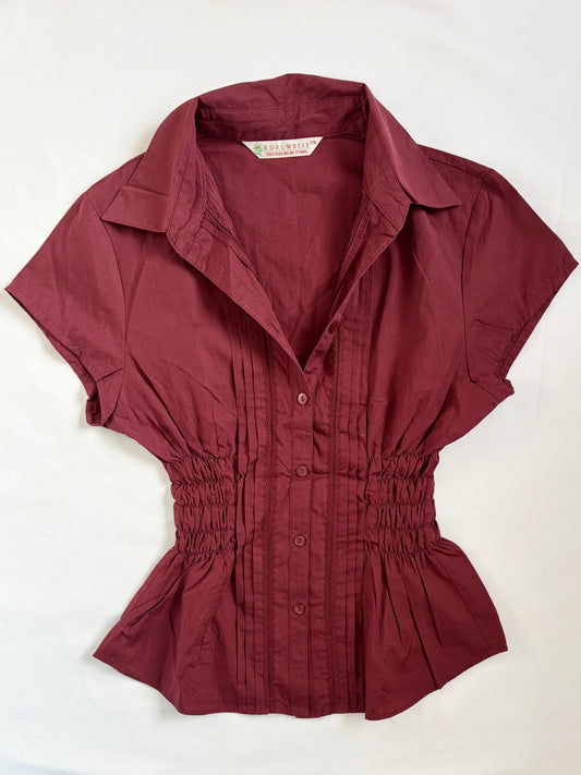 00’s Maroon cinched shirt | Size 10