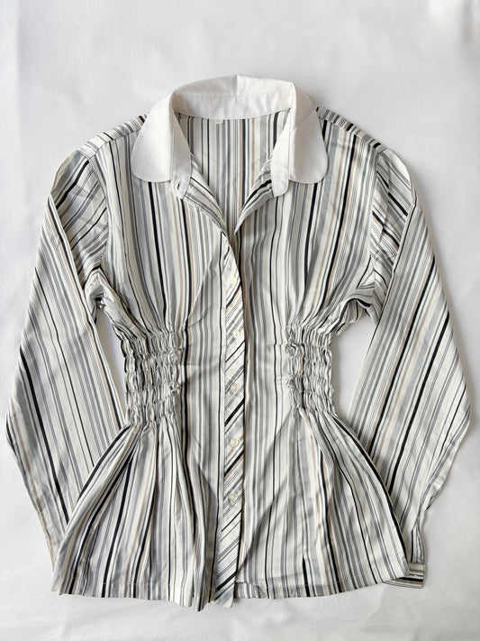 00’s Cinched satin striped shirt | Size 12