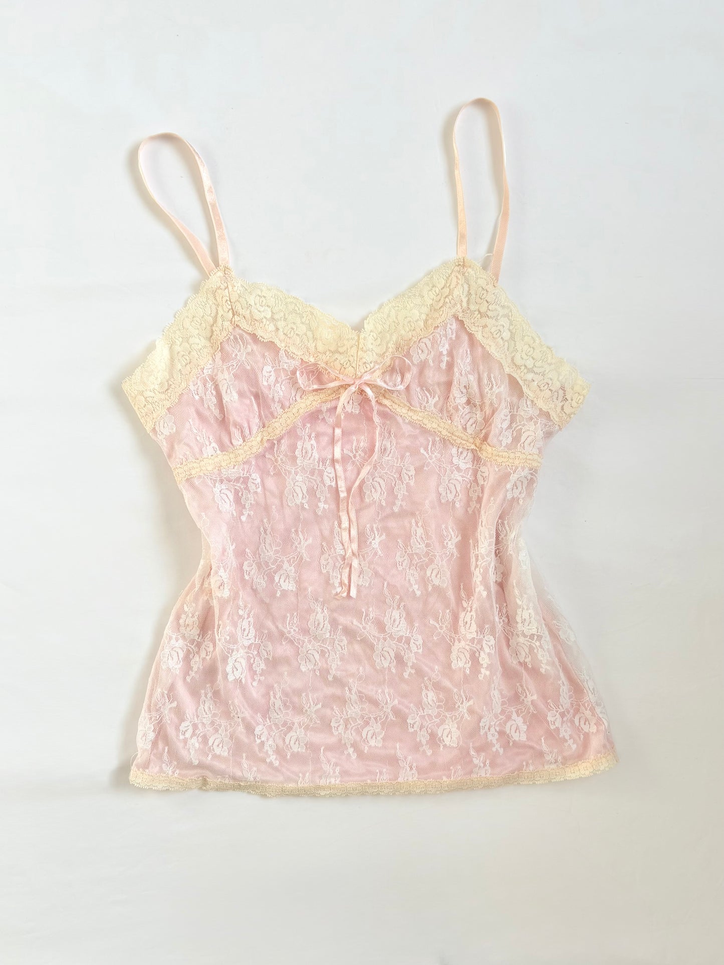 00’s Galcier baby pink lace top | Size 8