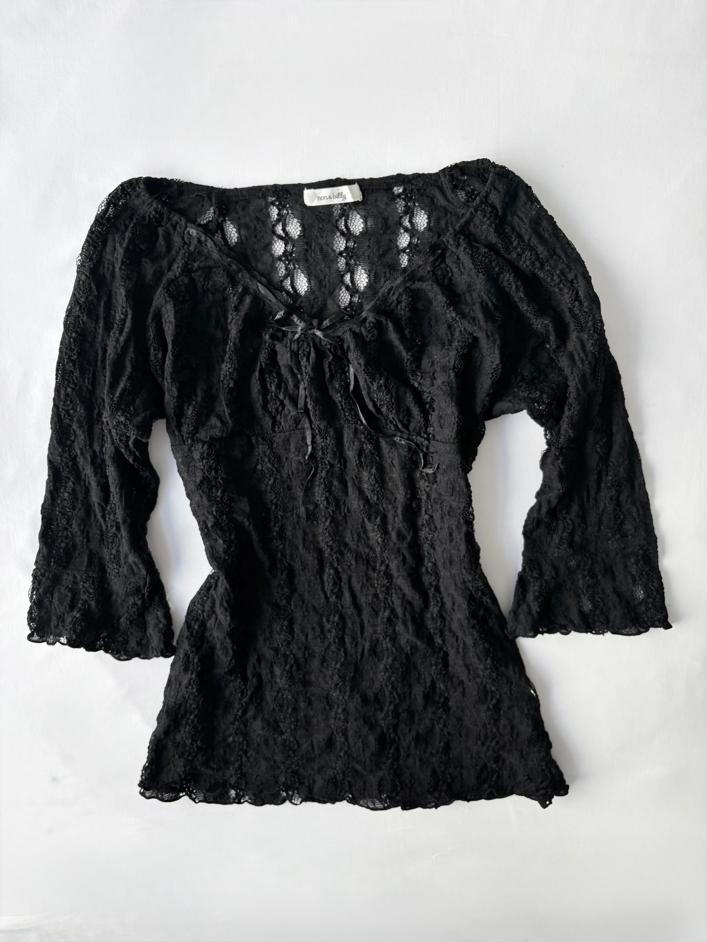 00’s Milkmaid black lace top | Size 12