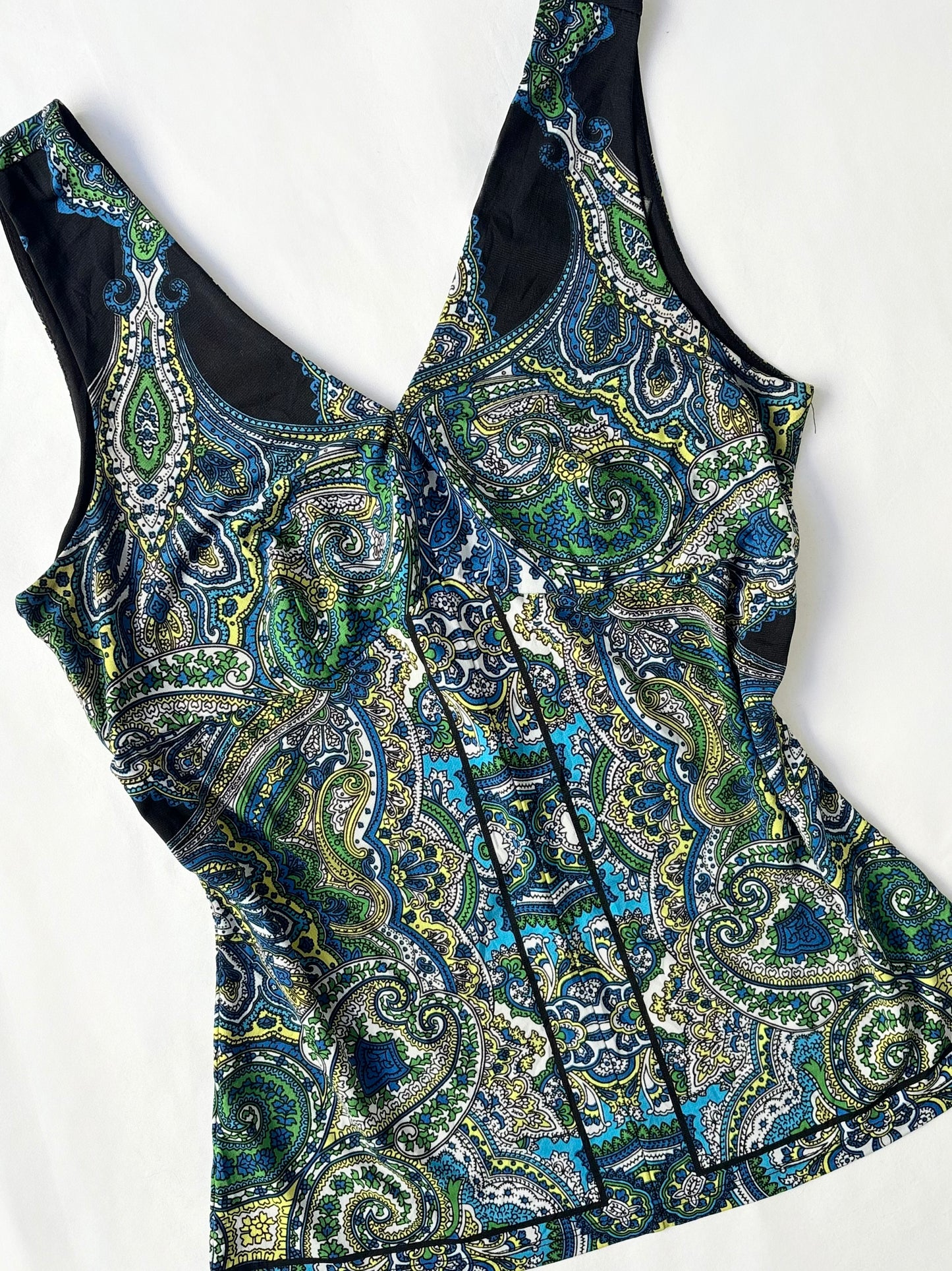 00’s INC green paisley tank | Size 12