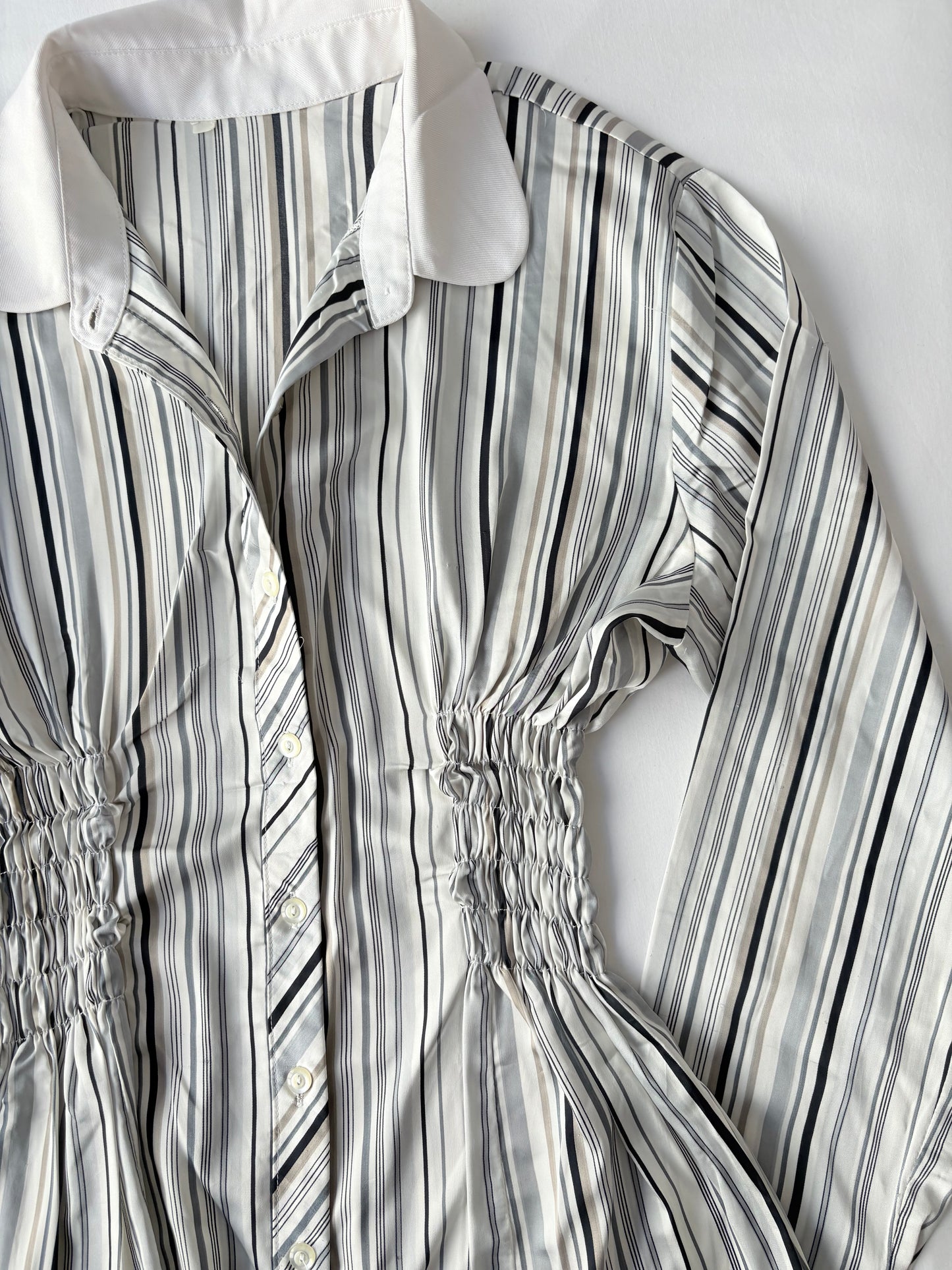 00’s Cinched satin striped shirt | Size 12