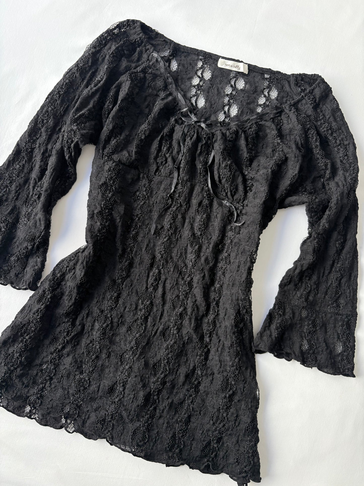 00’s Milkmaid black lace top | Size 12