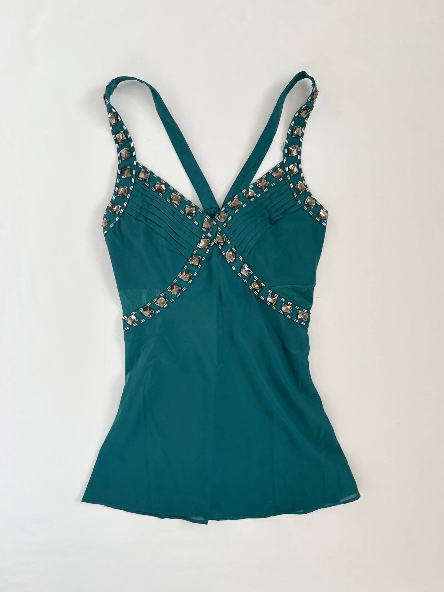00’s Marineblu green beaded top | Size small
