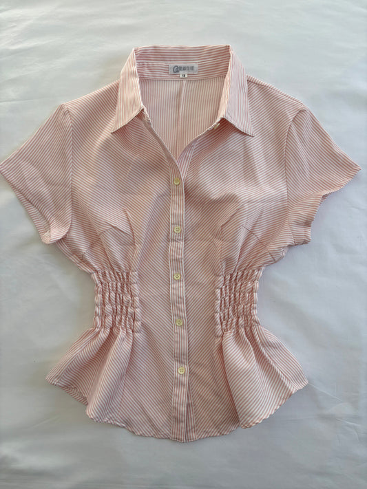 00’s Baby pink cinched shirt | Size 10