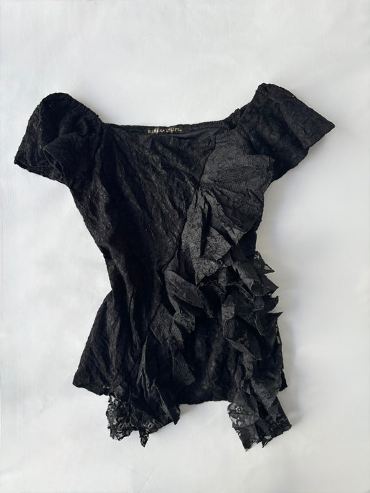 00’s Lace ruffle puff sleeve top | Size small