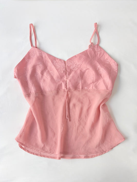 00’s Pink tie floral cami | Size large