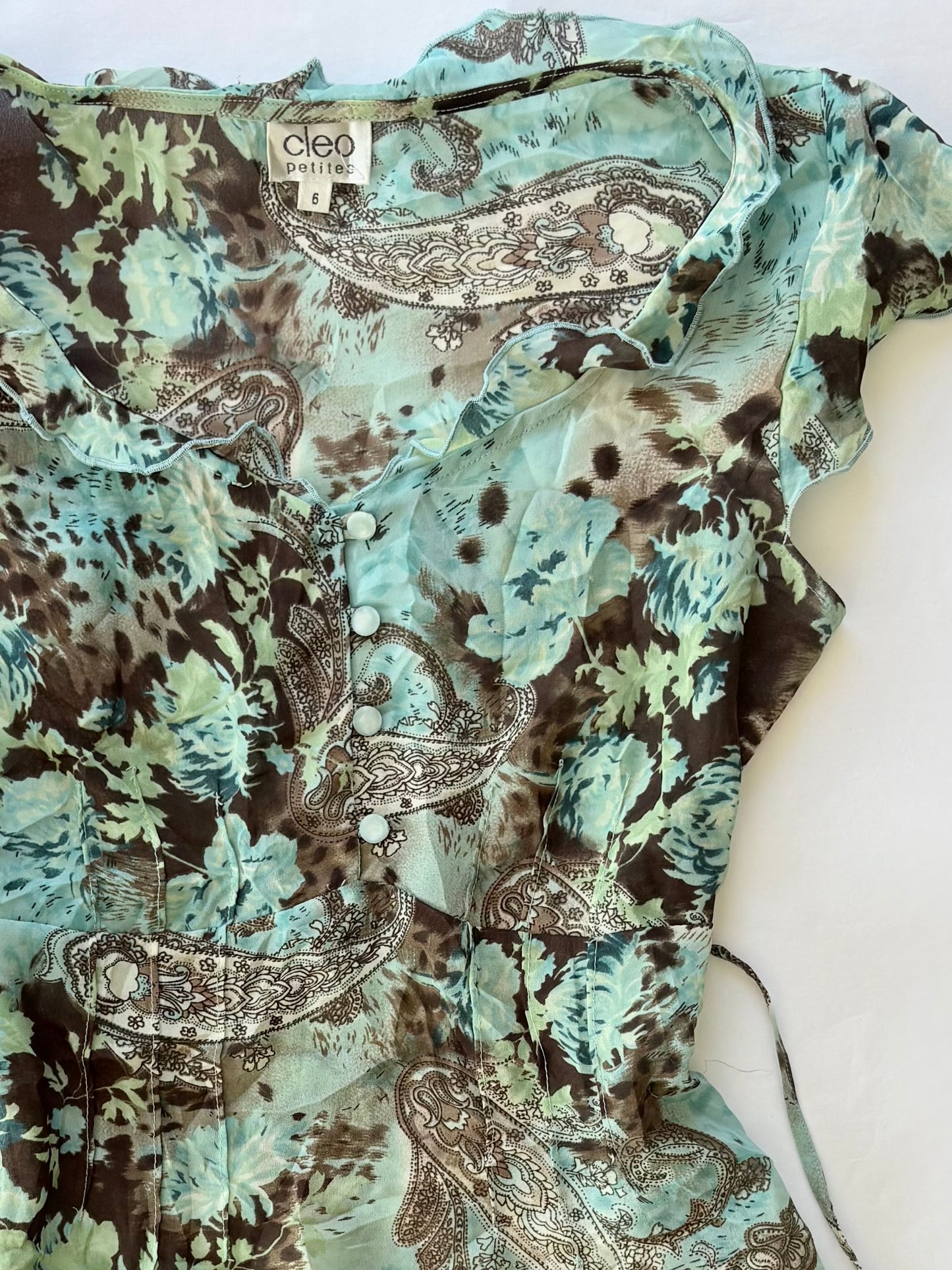00’s Cleo paisley tie top | Size 10-12