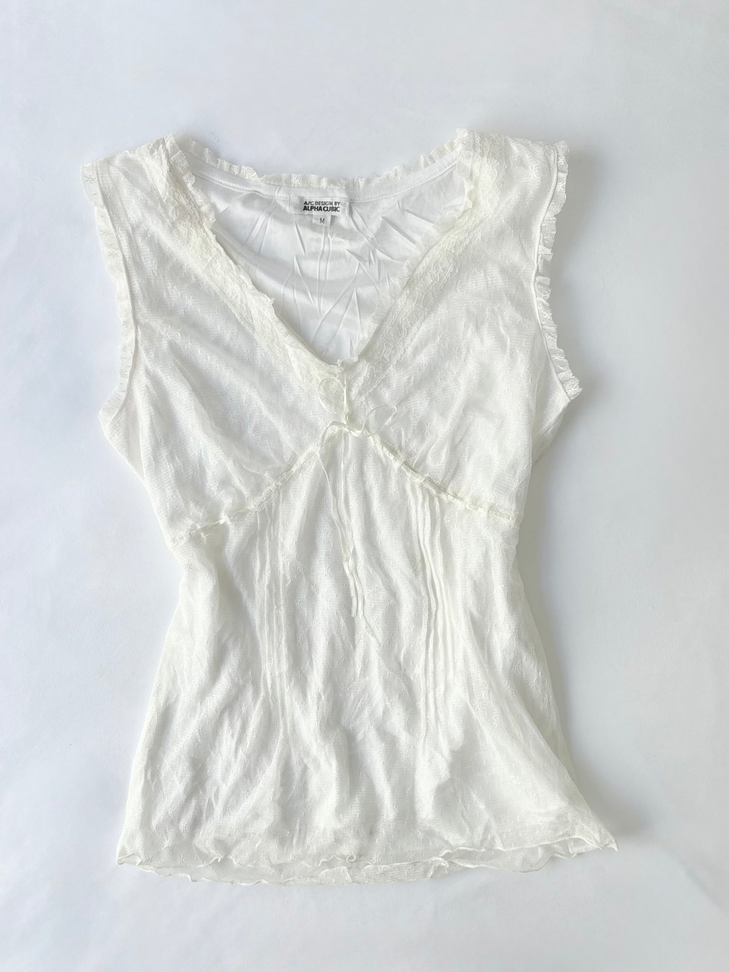 00’s Lace ribbon Japanese top | Size 8-10