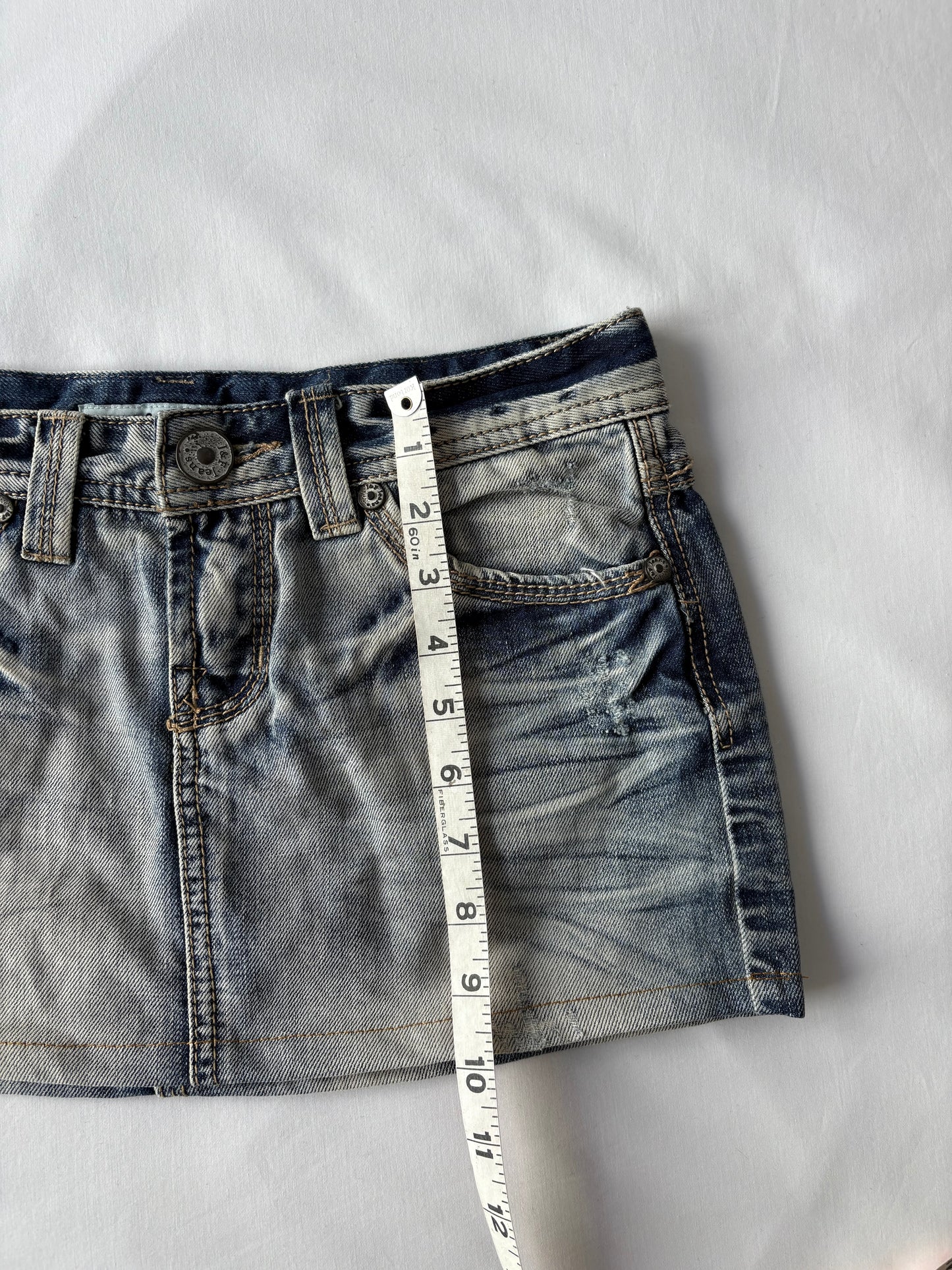 00’s G-Lumi denim mini skirt | Size 8