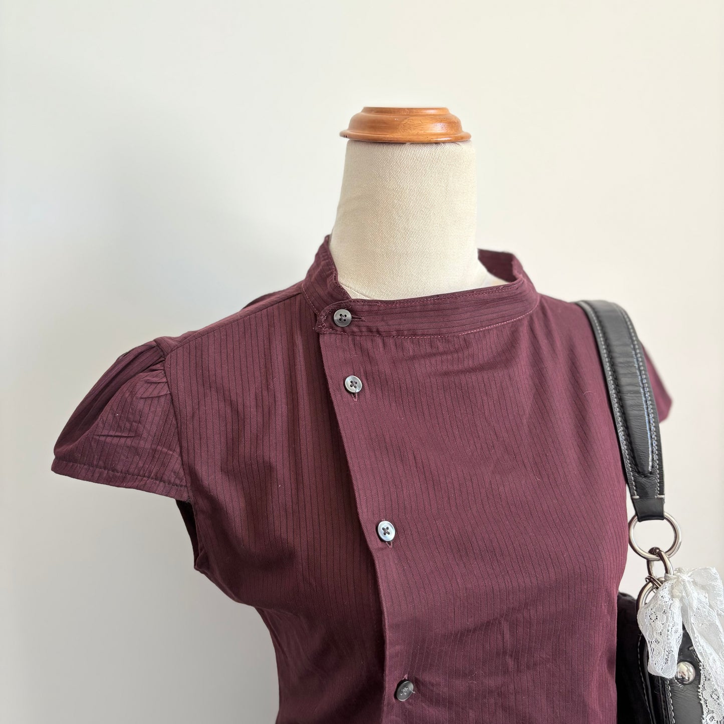 00’s Maroon cap sleeve reworked shirt | Size 10
