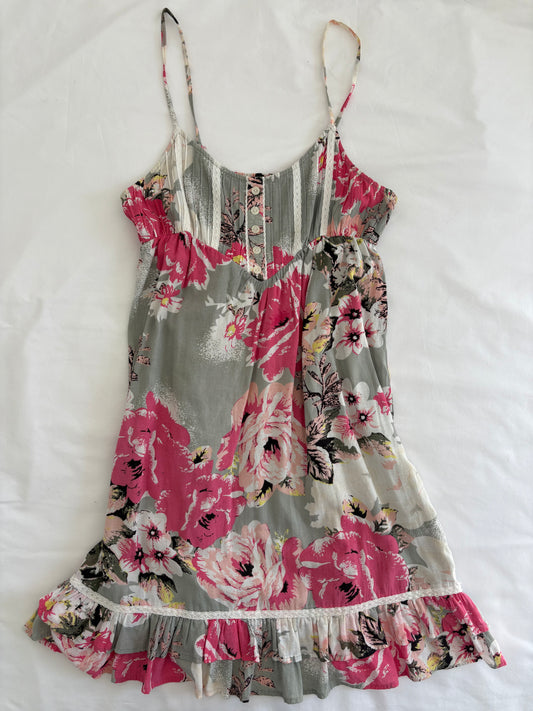 00’s Floral babydoll mini dress | Size 10-12