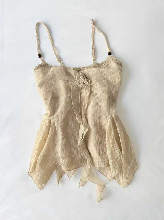 Cream asymmetrical fairy top | Size 10