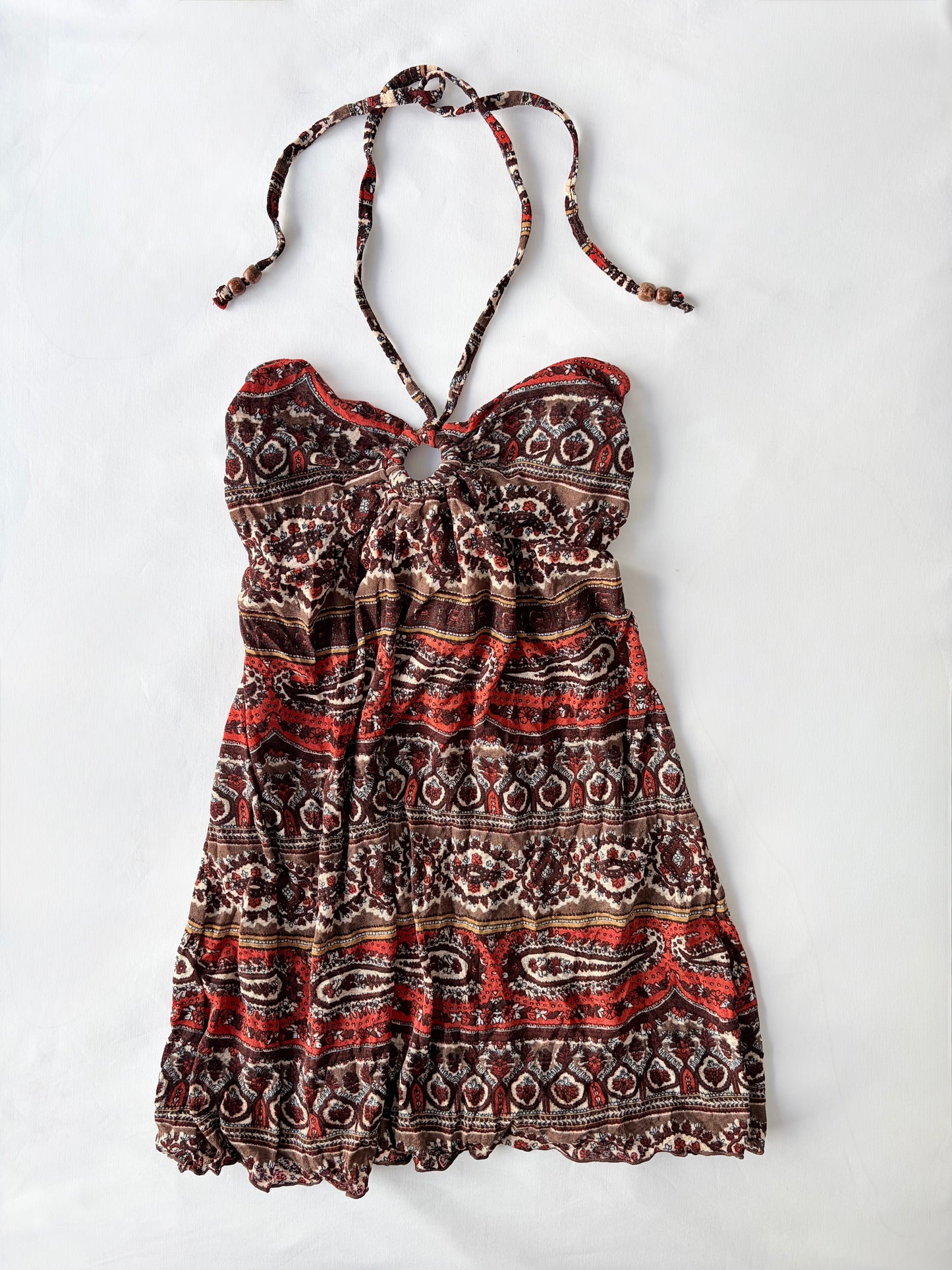 00’s Jeine boho halter mini dress | Size small
