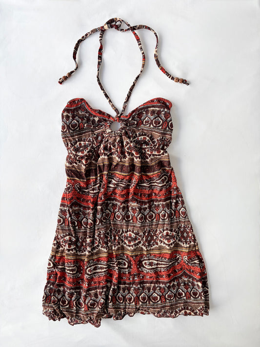 00’s Jeine boho halter mini dress | Size small
