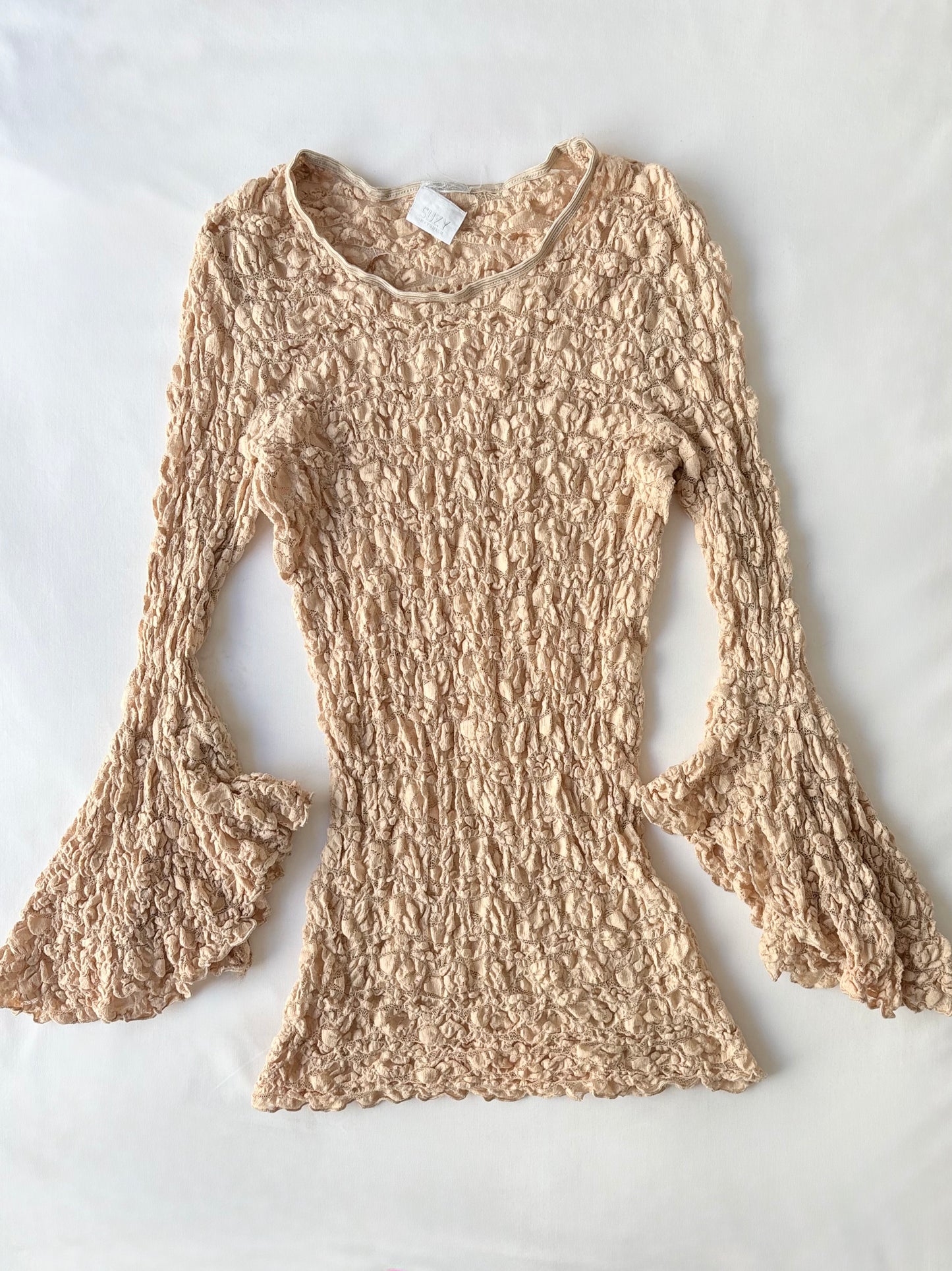00’s Suzy flared cream top | Size 8