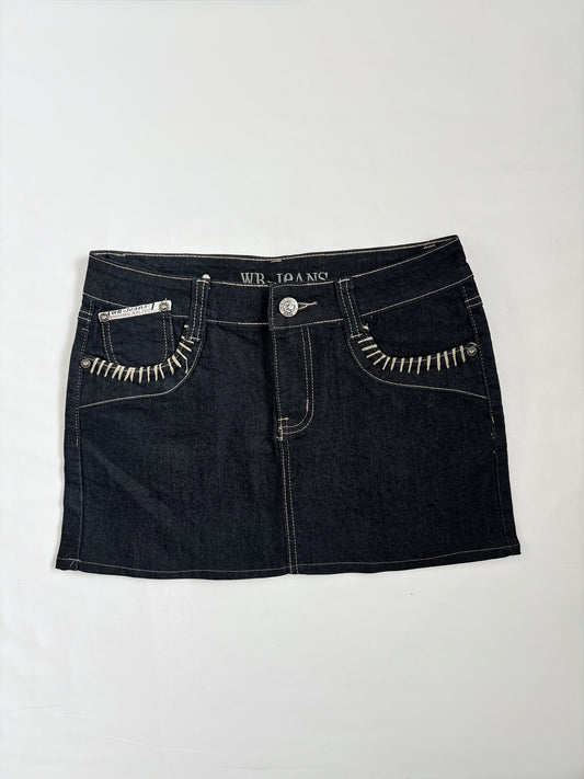 00’s Dark denim embroidered skirt | Size 10