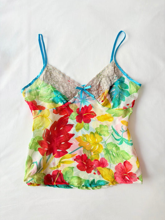 00’s Lace trim floral cami | Size 10