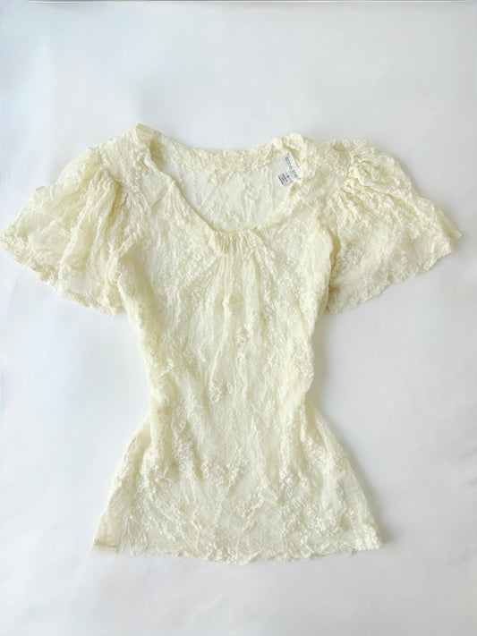 00’s Anne Mardell cream lace top | Size 8-12