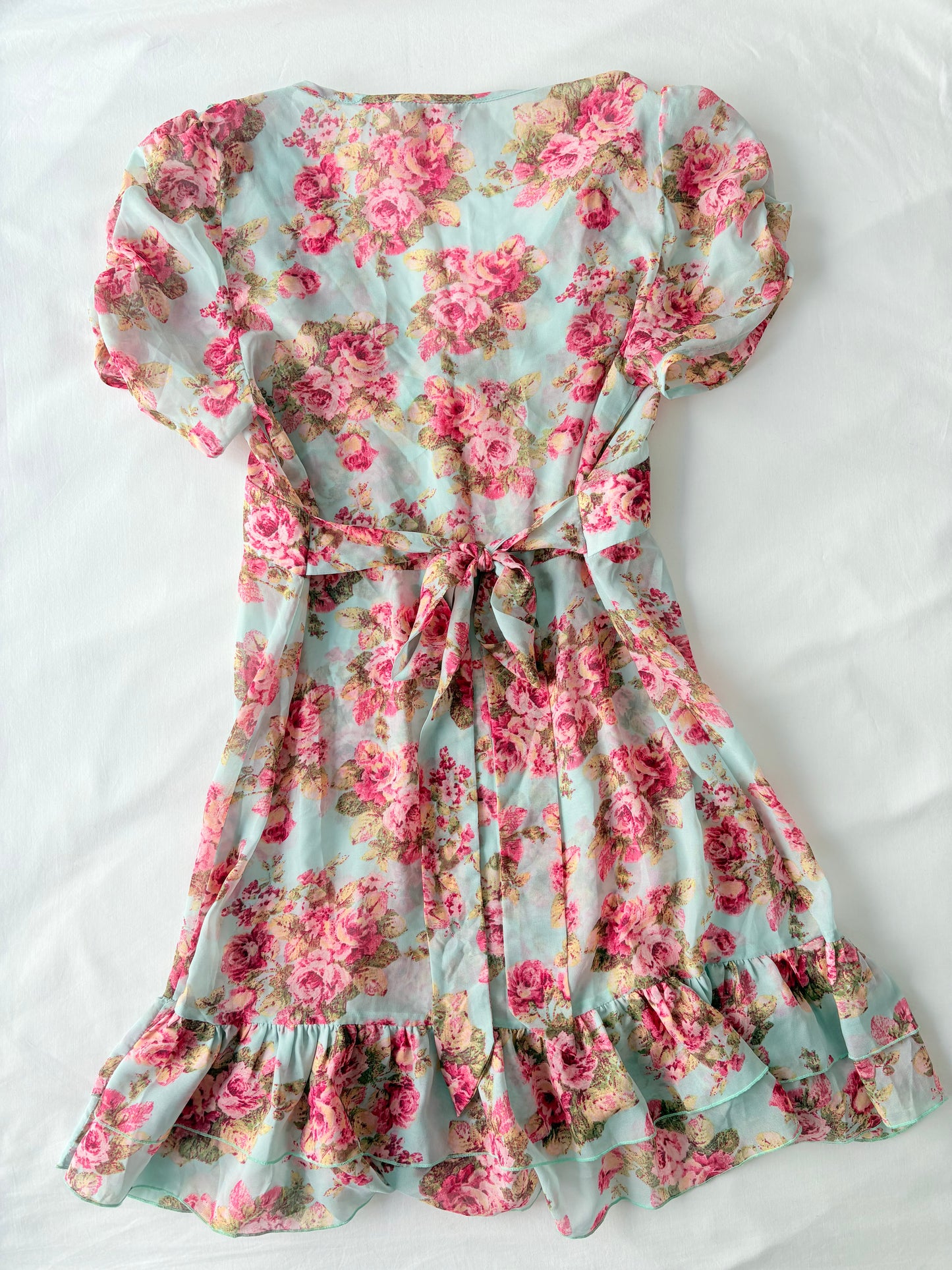 00’s Silk floral tie mini dress | Size 10