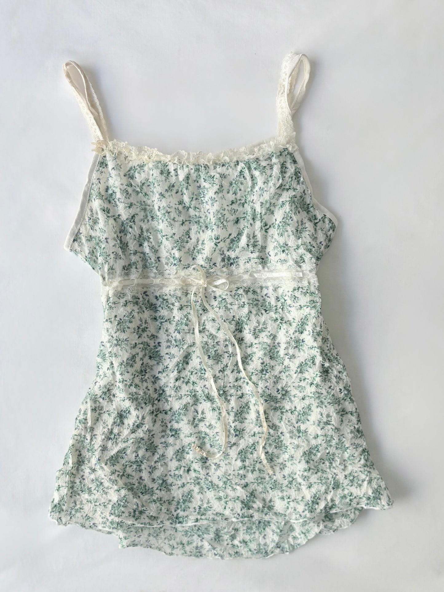 00’s Paix et Doux green floral top | Size 8