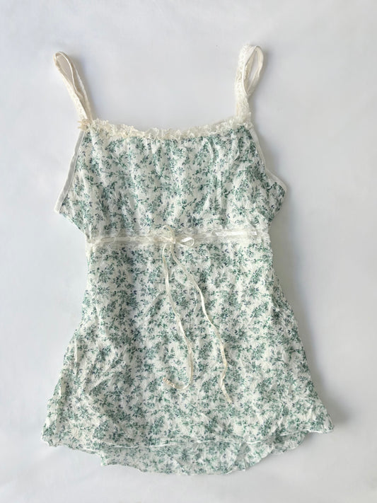 00’s Paix et Doux green floral top | Size 8