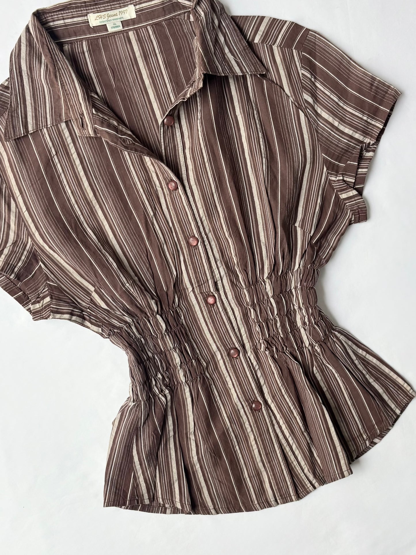 00’s LHS brown cinched shirt | Size 10
