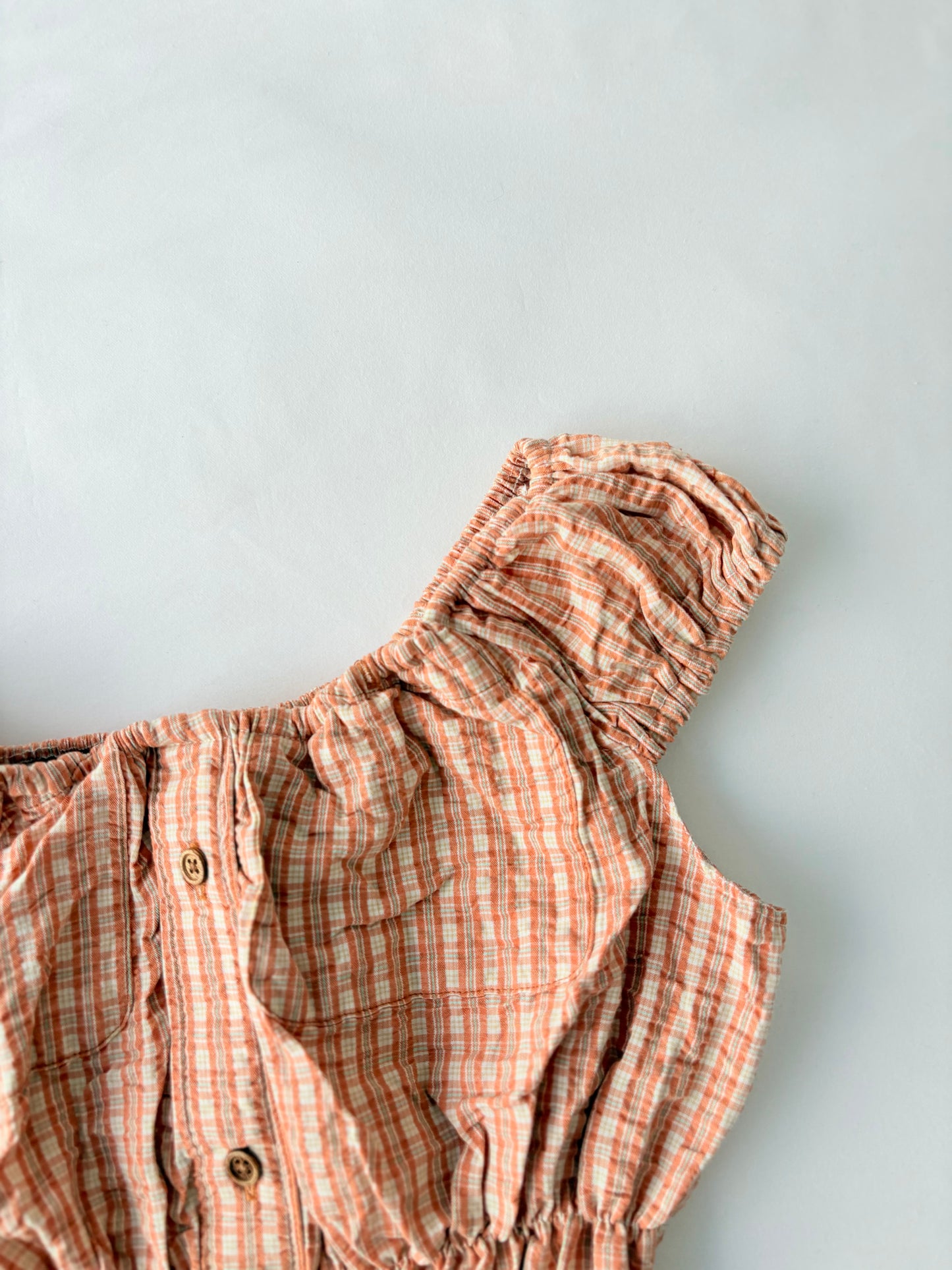 00’s Orange milkmaid plaid top | Size 12