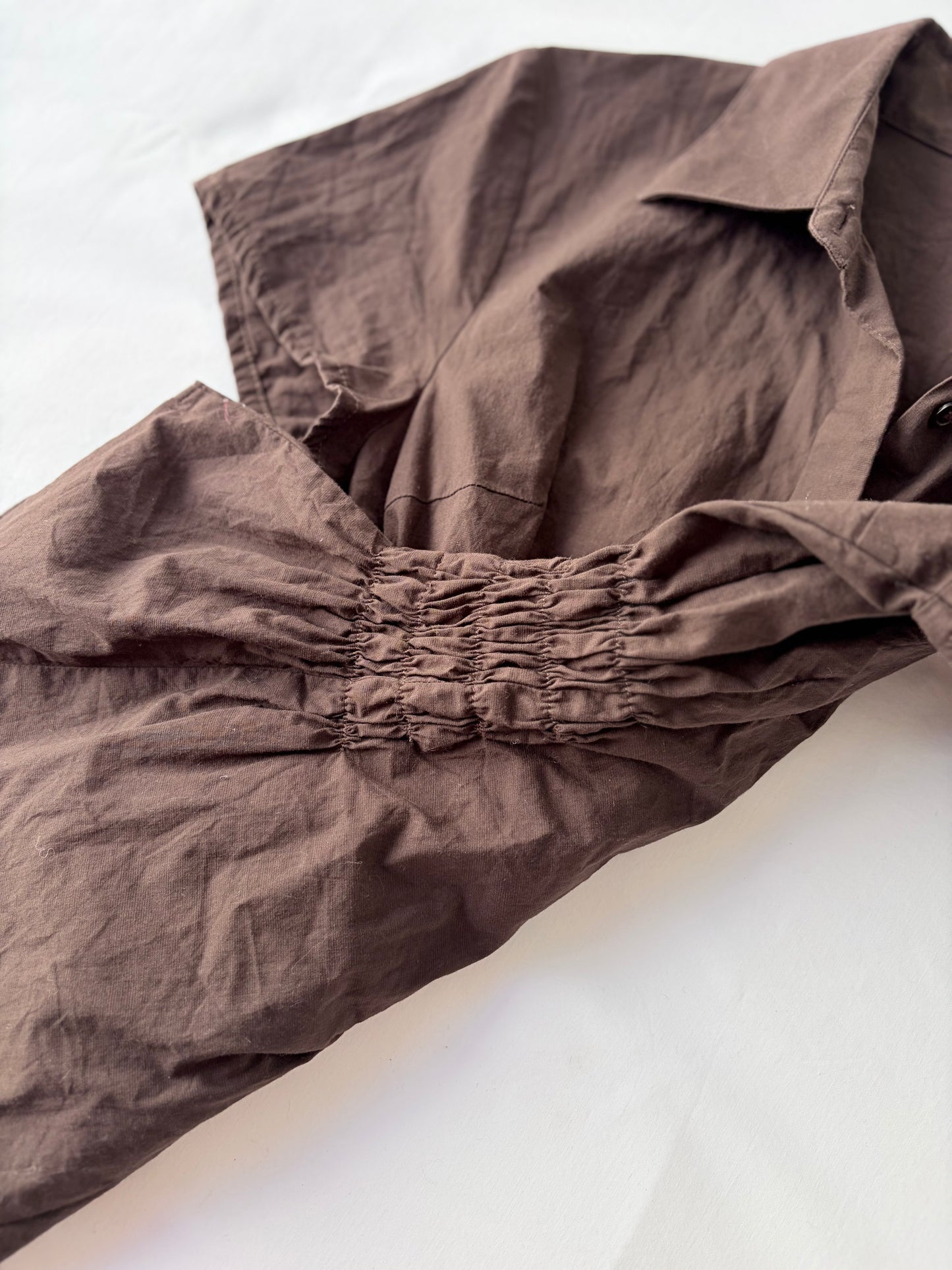 00’s Chocolate brown cinched shirt | Size 8-10