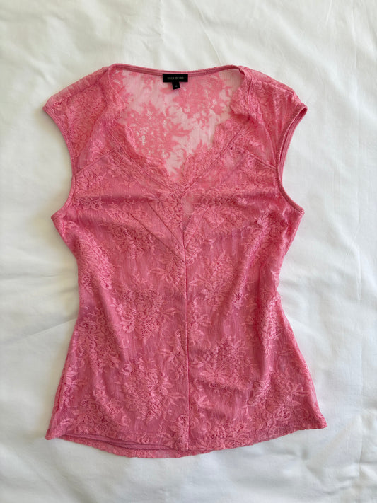 00’s Pink lace tee | Size 10