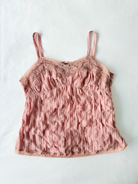 00’s Pink crinkle lace cami | Size 10