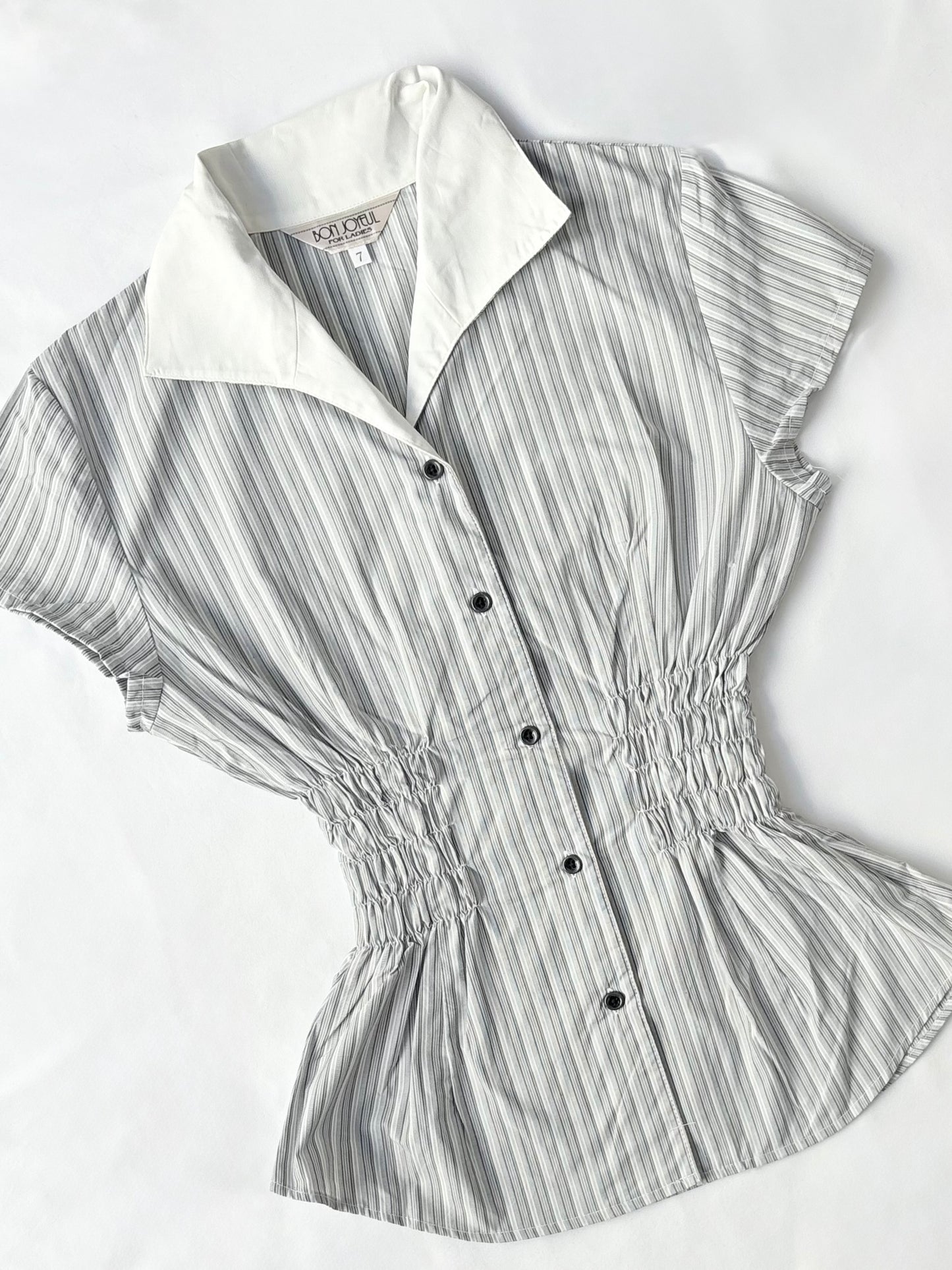 00’s Bon Joyeul grey cinched shirt | Size 6-8