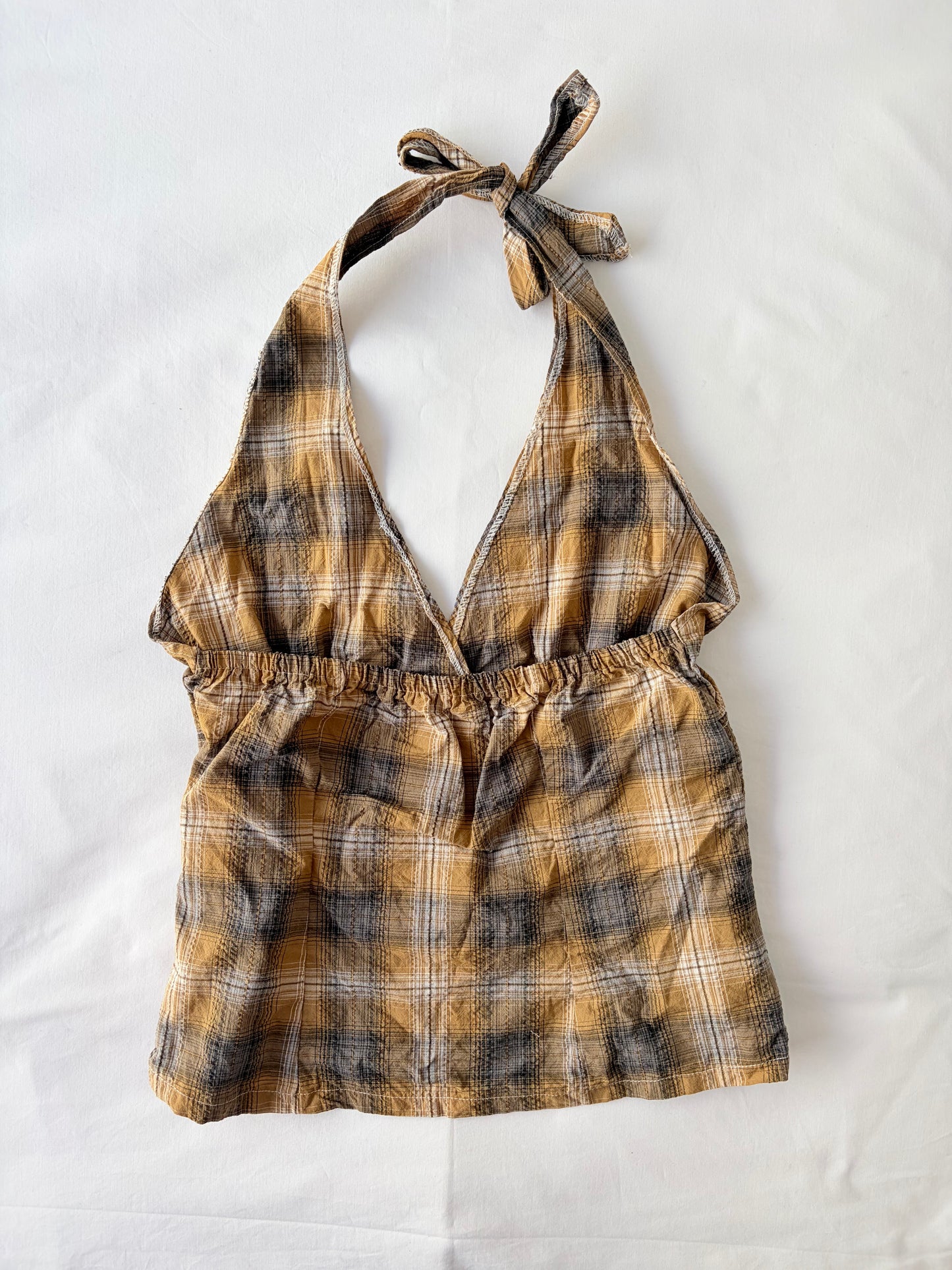 00’s Orange plaid halter tank | Size 12