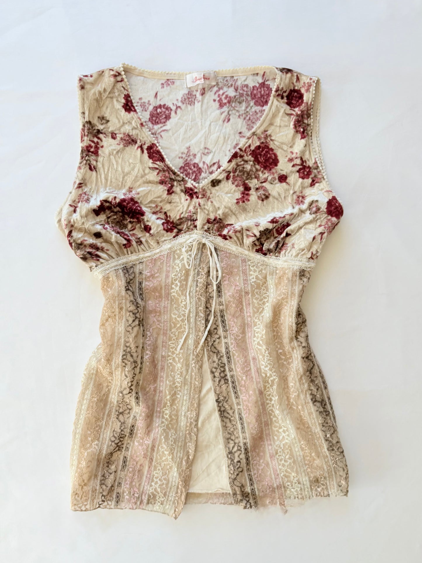 00’s Japanese ribbon floral top | Size 10-12
