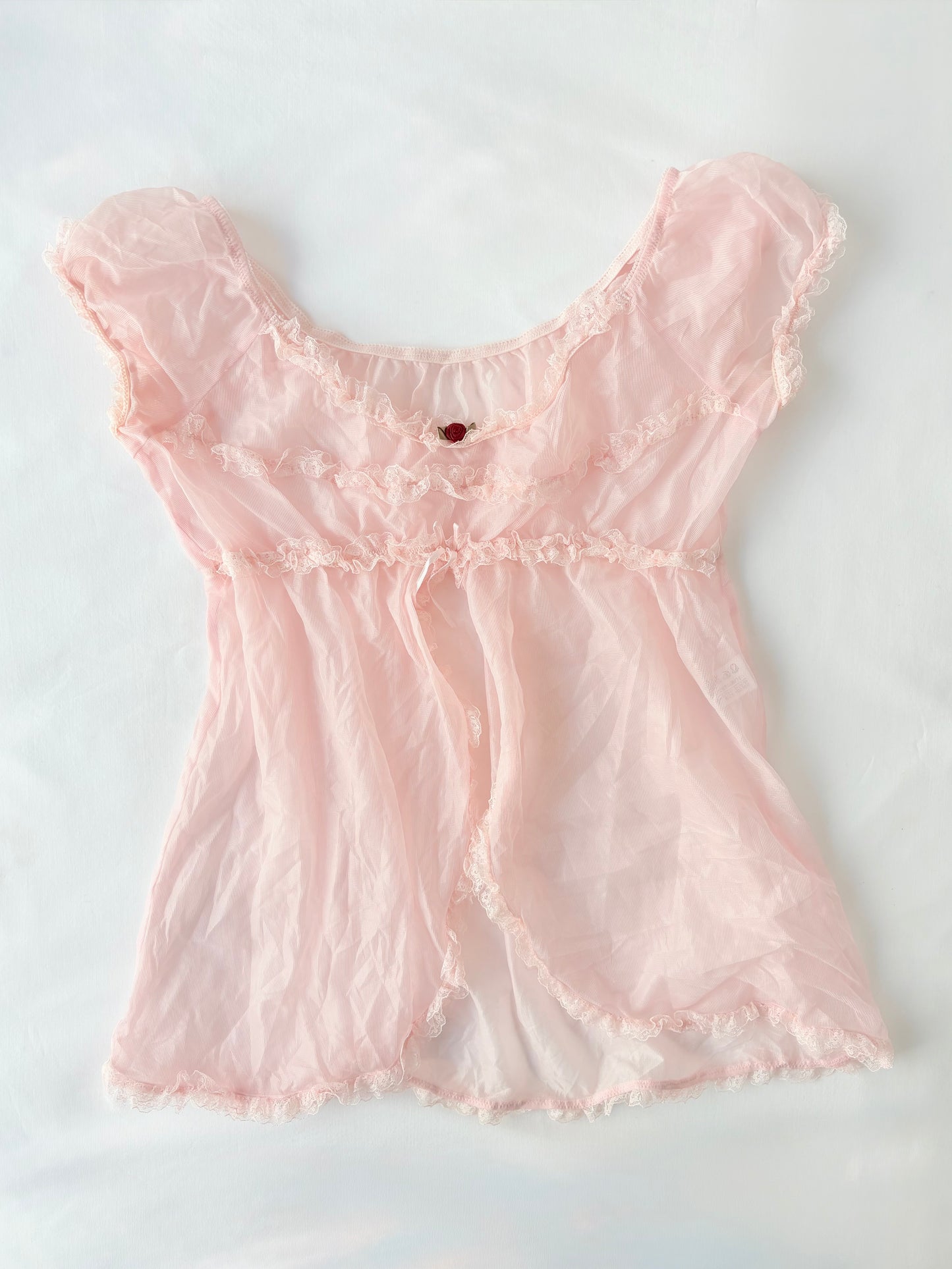 90’s Pink rosette babydoll top | Size 10