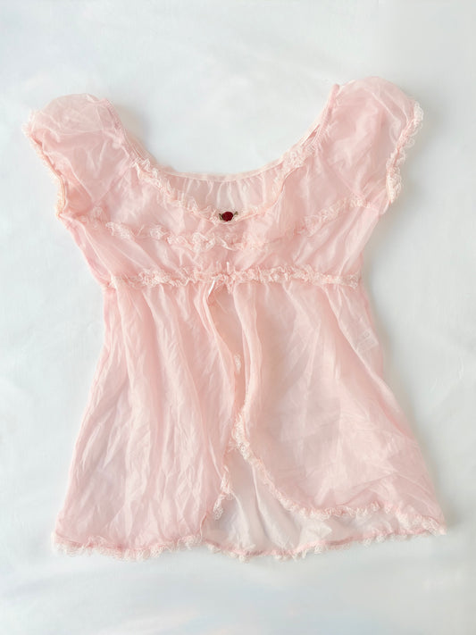 90’s Pink rosette babydoll top | Size 10