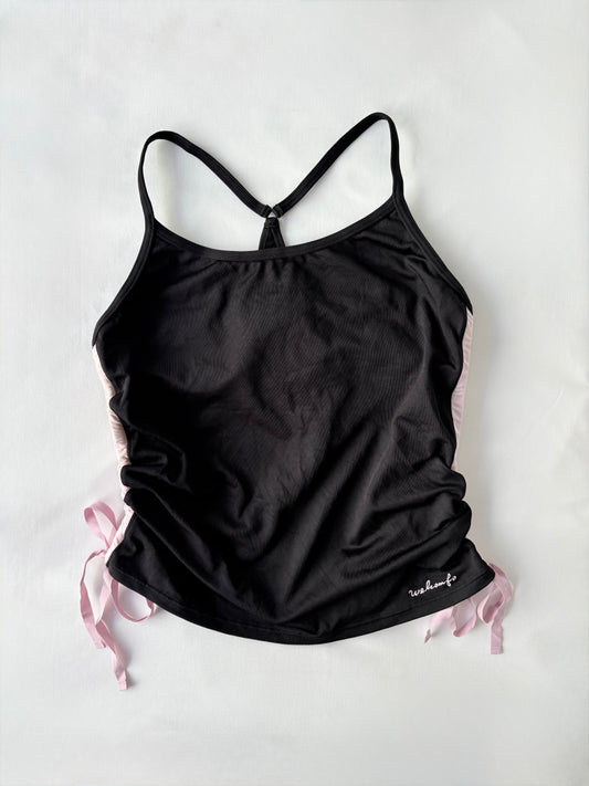 00’s Japanese ruched ribbon tank | Size 10