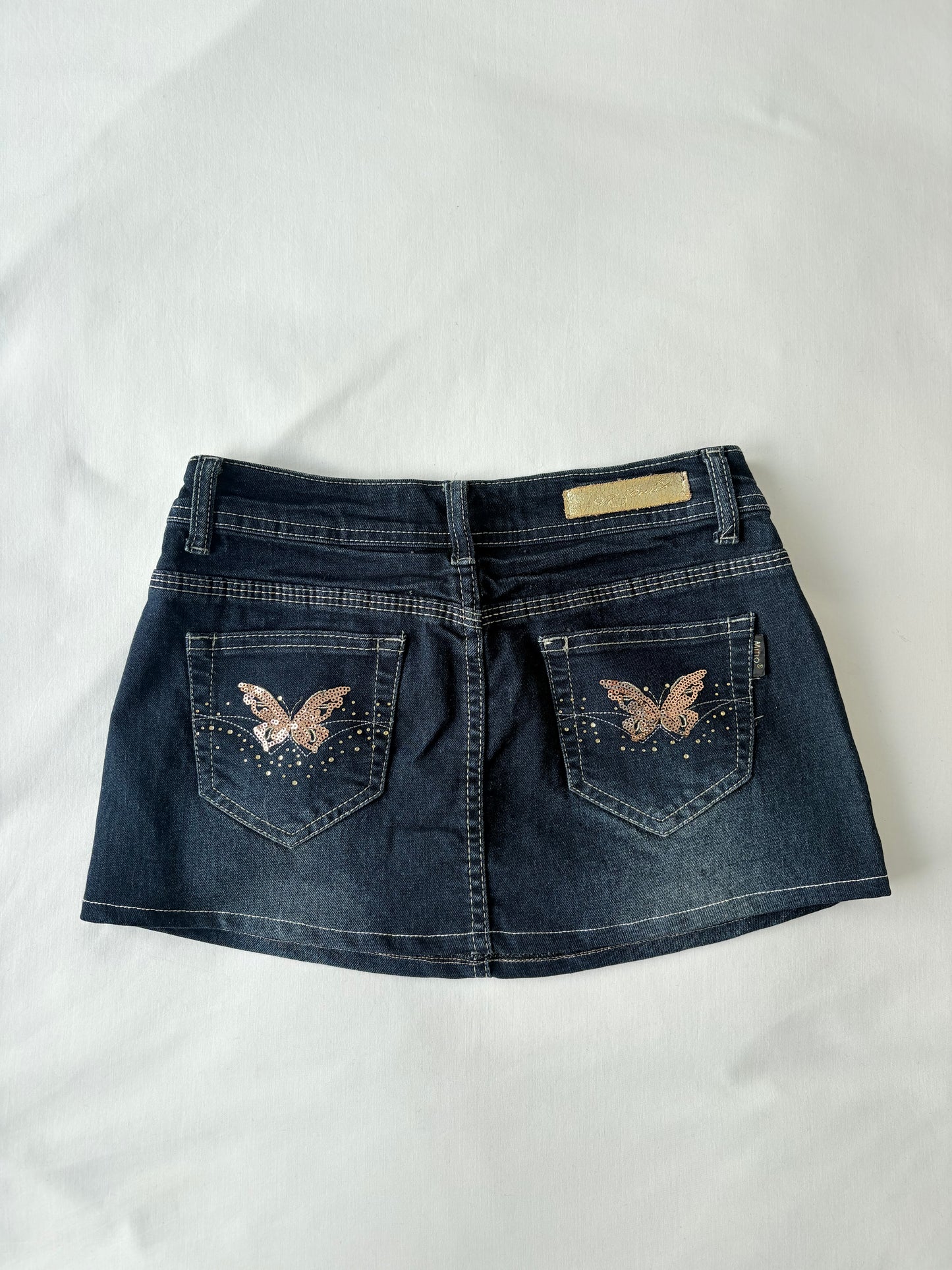 00’s Butterfly denim mini skirt | Size 8