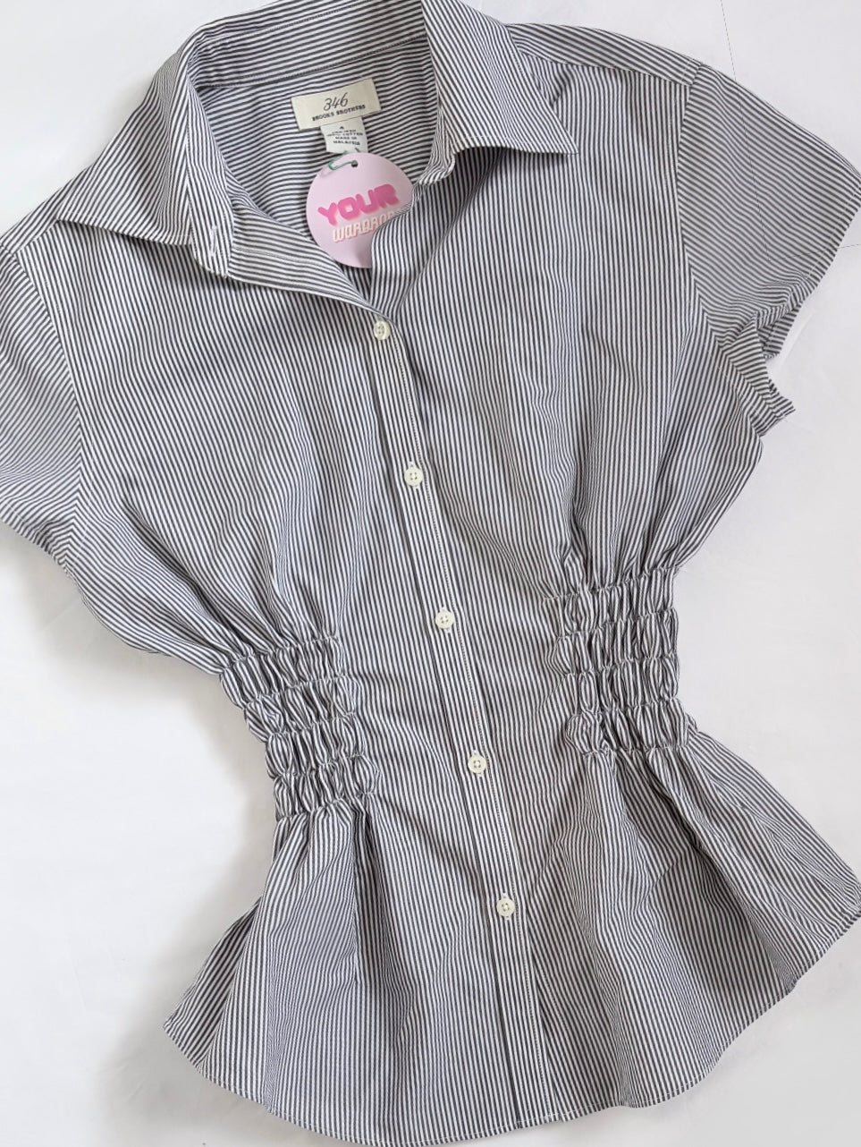 00’s 346 grey cinched shirt | Size 8-10