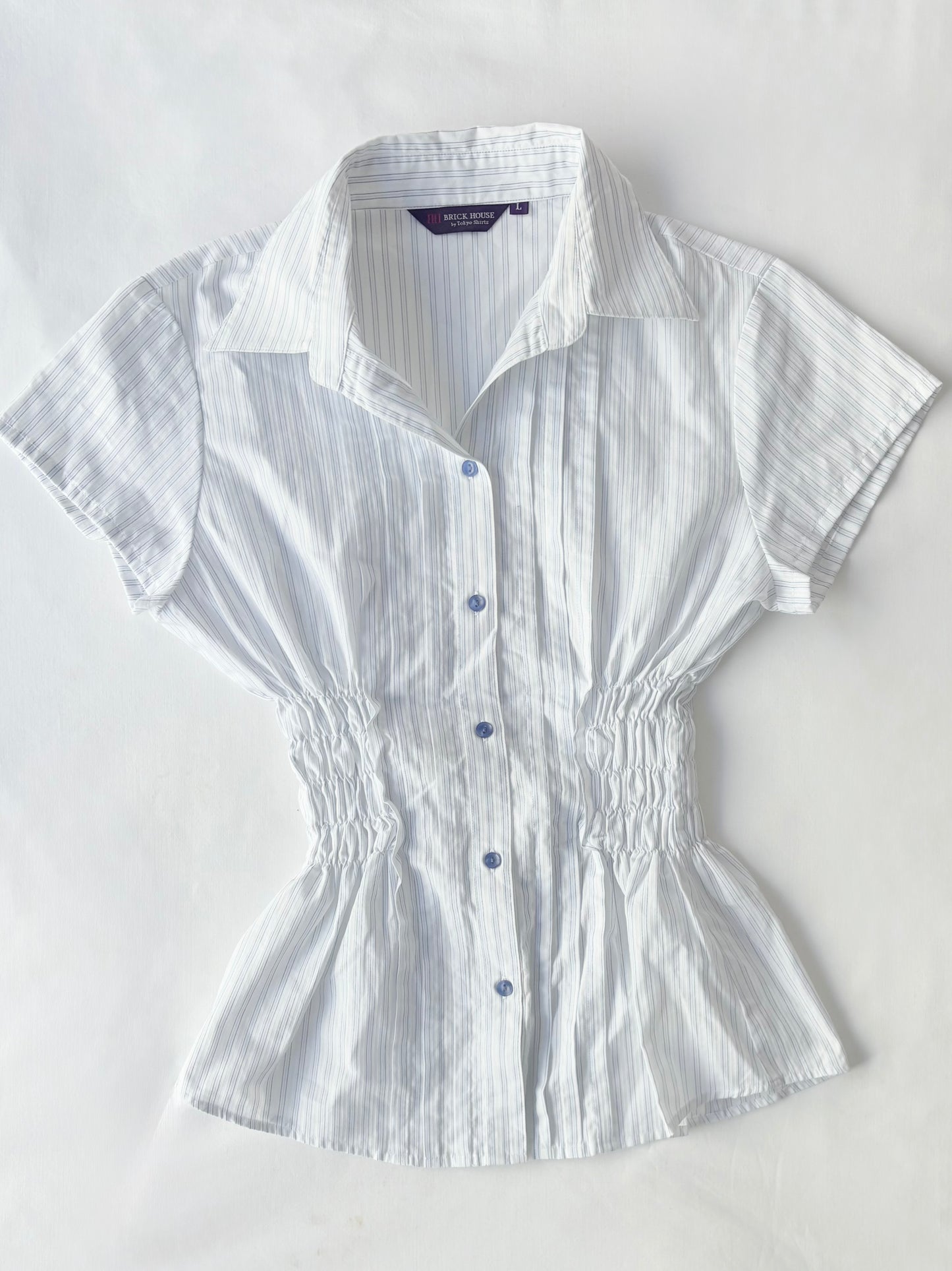 00’s Blue Brick House cinched shirt | Size 8