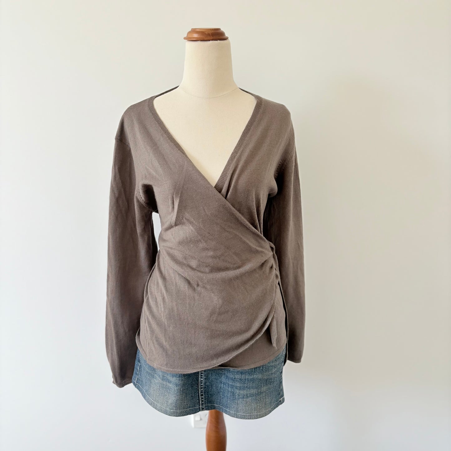 90’s Brown tie knit jumper | Size 12-14