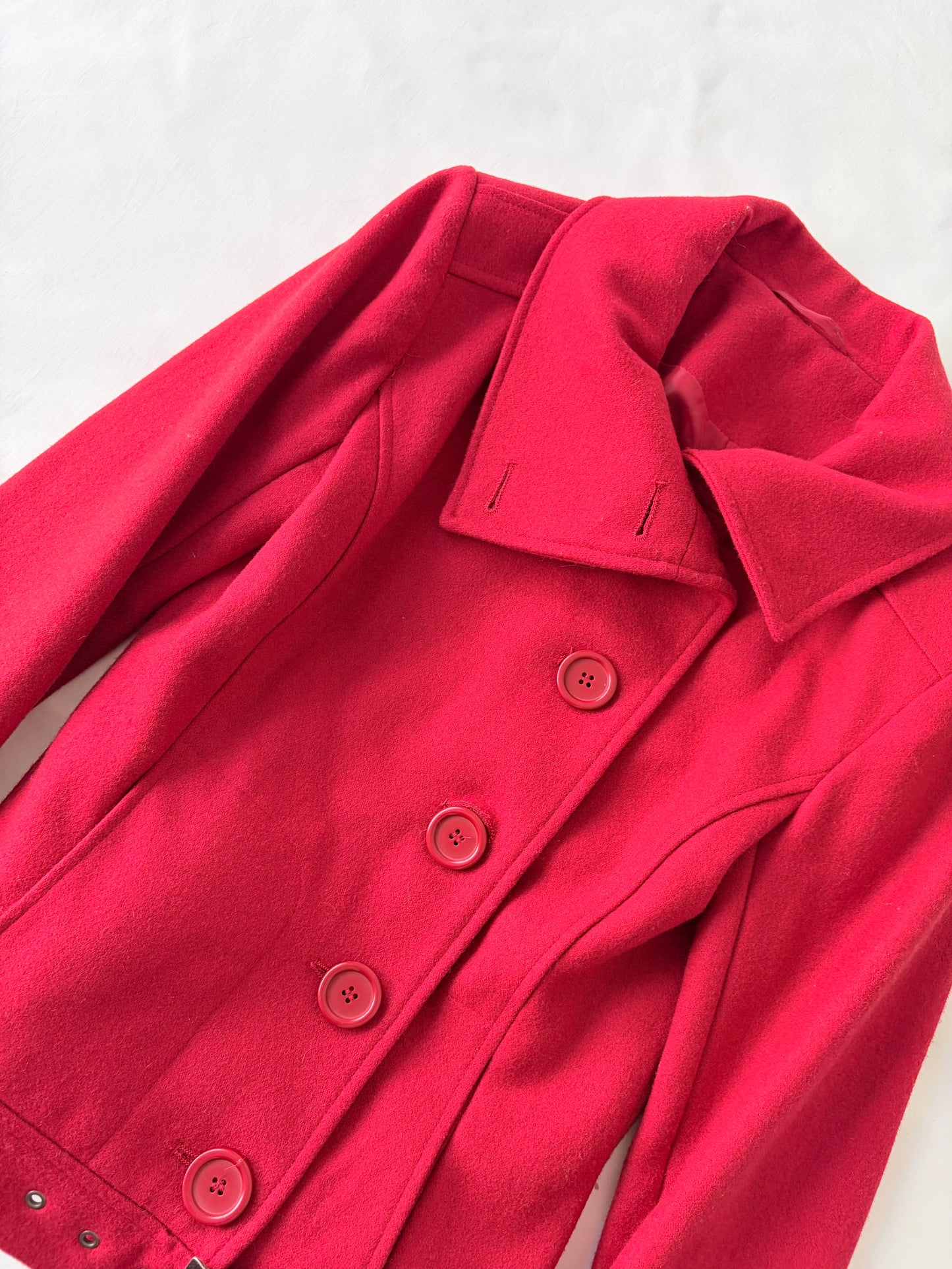 00’s Red wool pea coat | Size 8